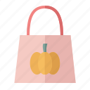 halloween, bag, shopping, treat, pumpkin, sale, buy, store, paper bag
