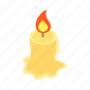 candle, decoration, fire, flame, isometric, light, wax