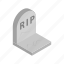 death, grave, gravestone, graveyard, headstone, isometric, stone 