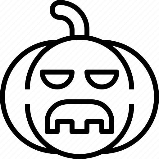 Emoji, pumpkin, scary, halloween, bored icon - Download on Iconfinder