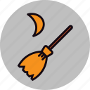 broom, fly, flying, halloween, moon, spell, witch