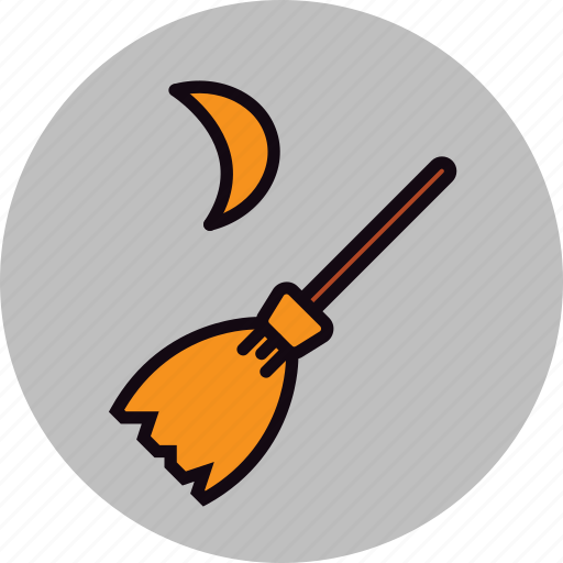 Broom, fly, flying, halloween, moon, spell, witch icon - Download on Iconfinder