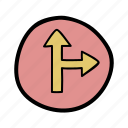 ahade, arrow, direction, junction, navigation, right