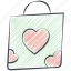 colored pencil filled, crayon filled, love, love bag, shopping bag, valentine, valentine&#x27;s day 