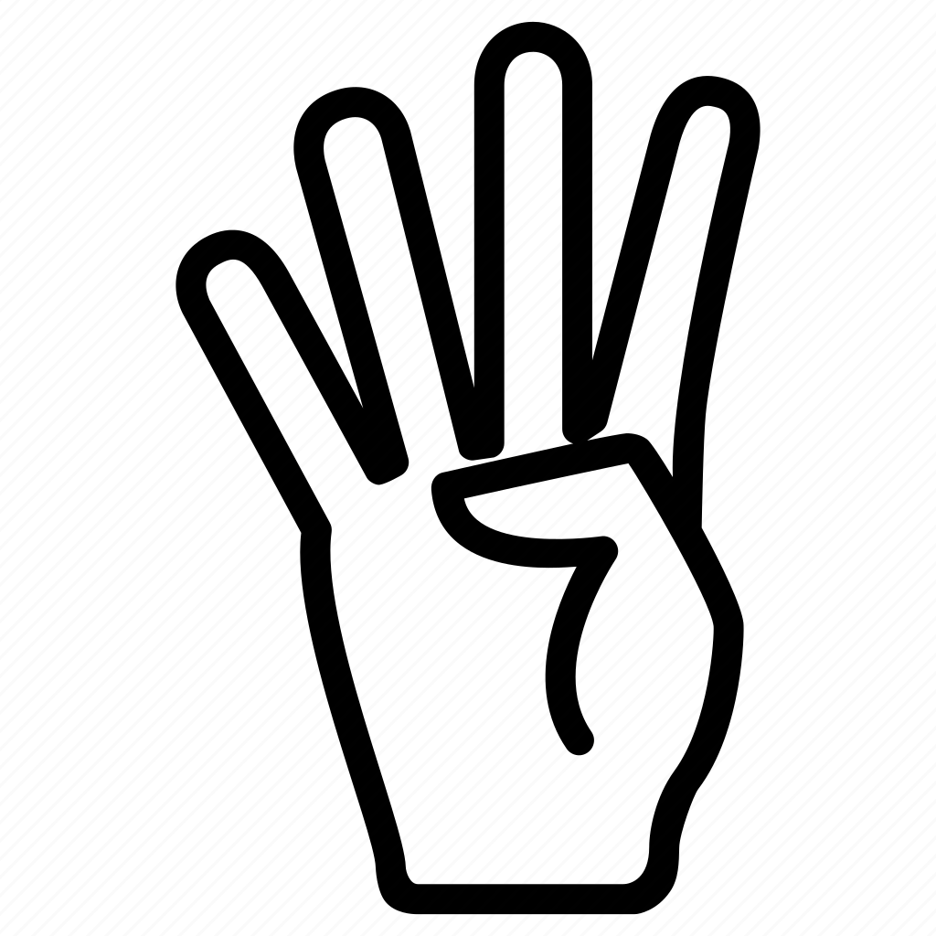 Четыре пальца на руке. Ладошка. Четыре пальца. Рука символ.