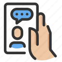 chat, gesture, hand, phone