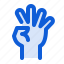 hand, four, fingers, gesture, palm