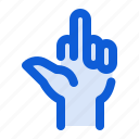 hand, two, finger, middle, thumb, gesture