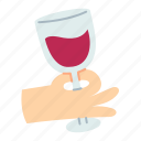 wine, drink, glass, red, of, hand