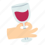 wine, drink, glass, red, of, hand 