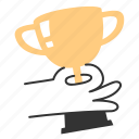 achievement, award, cup, trophy, hand