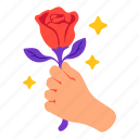 rose, giving, flowers, hand, gesture, gestures