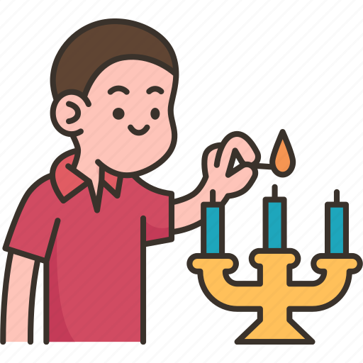Candles, lighting, boy, hanukah, holiday icon - Download on Iconfinder