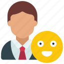 happy, business, user, person, smiley
