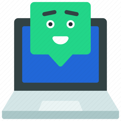 Happy, laptop, message, computer, messages icon - Download on Iconfinder