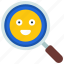 smiley, research, smile, search, loupe 