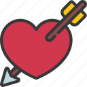 arrow, through, heart, cupid, valentines