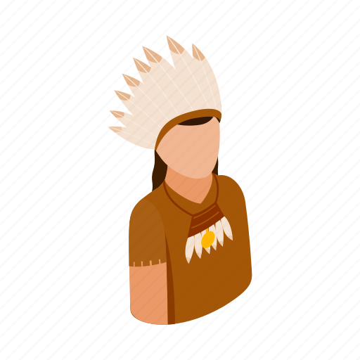 American, feather, indian, isometric, man, native, tribe icon - Download on Iconfinder