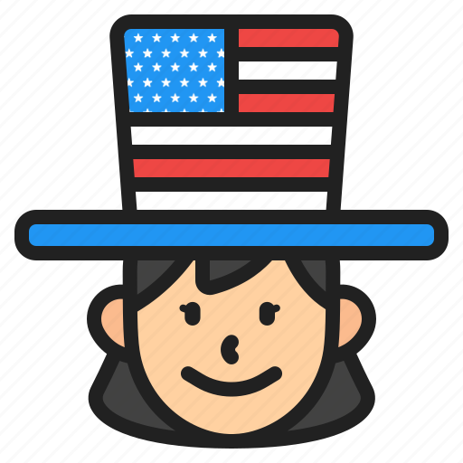 Usa, independence, holiday, costume, hat, accessories, female icon - Download on Iconfinder