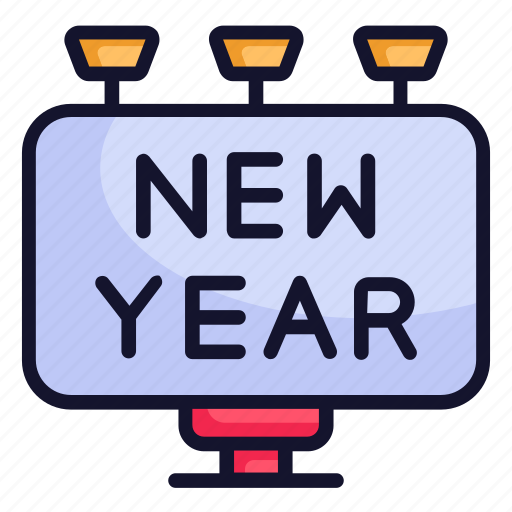 New year, sign board, celebration, decoration, advertising board icon - Download on Iconfinder