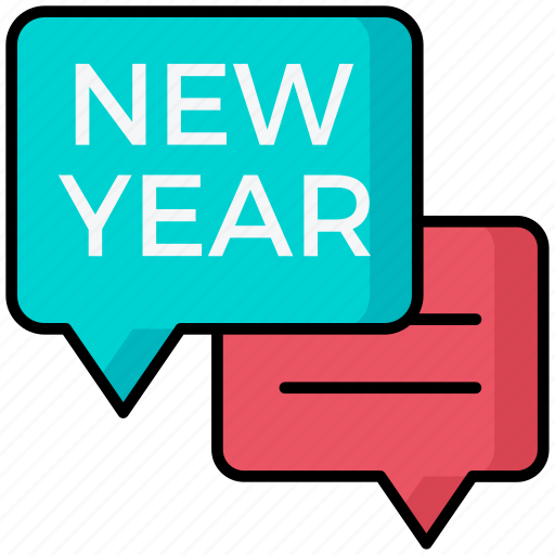 Happy new year, chat, message, communication, talk icon - Download on Iconfinder