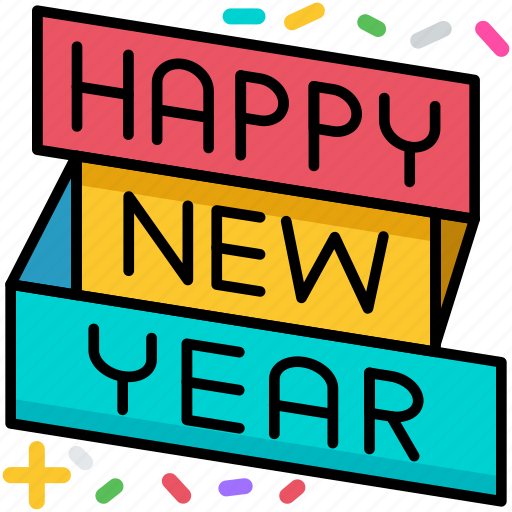 Happy new year, banner, ribbon, party, decoration icon - Download on Iconfinder