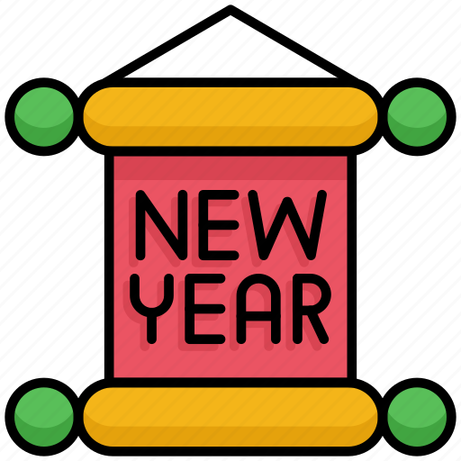 Happy new year, banner, celebrate, party, decoration icon - Download on Iconfinder
