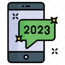 mobile, new year, 2023, message, chat, conversation, communication