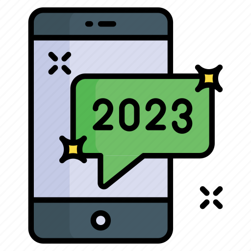 Mobile, new year, 2023, message, chat, conversation, communication icon - Download on Iconfinder