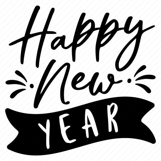 Typography, happy, celebration, party, year, happy new year, new year sticker - Download on Iconfinder