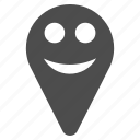 emotion, happy, smile, smiley, location, map marker, pin