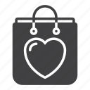 bag, heart, love, shopping