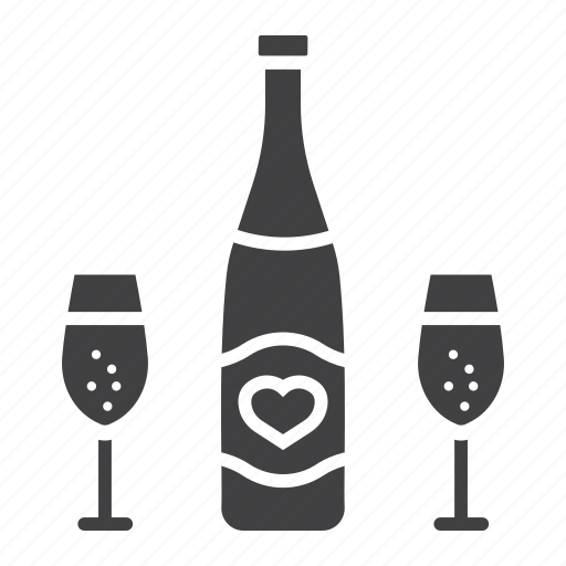 Bottle, champagne, glasses, holiday, love, romantic, valentine icon - Download on Iconfinder