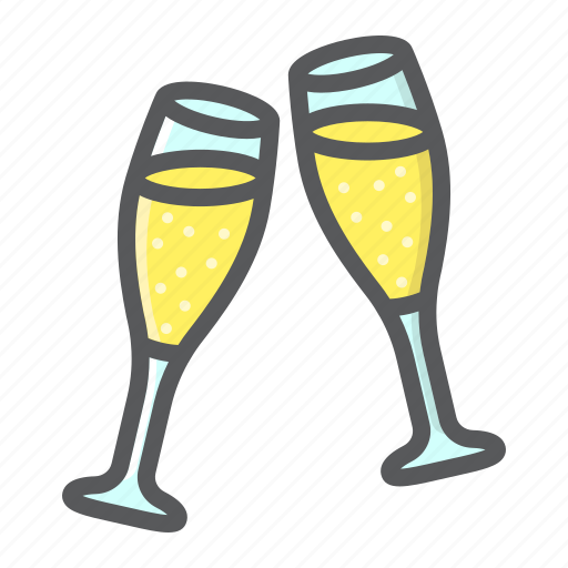 Champagne, glasses, holiday, love, romantic, two, valentine icon - Download on Iconfinder