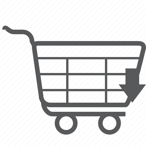 Arrow, down, trolley, cart, direction, navigation, shopping icon - Download on Iconfinder