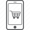 phone, smart, trolley, cellphone, device, payment, shopping