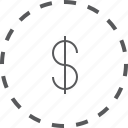 circle, dashed, dollar, business, currency, finance, financial