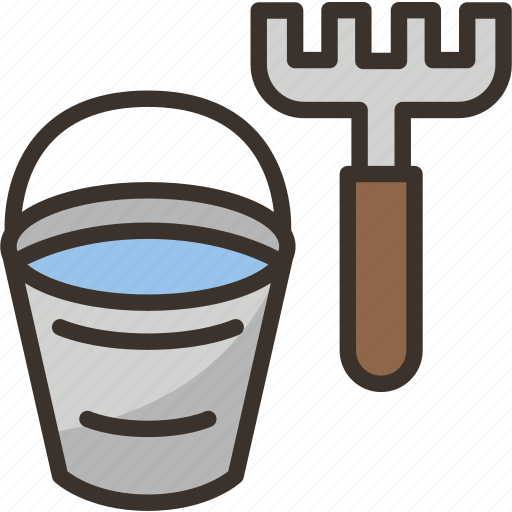 Farming, bucket, rake, agriculture, tool icon - Download on Iconfinder