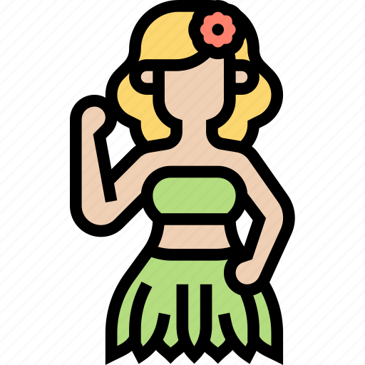 Hawaiian, girl, hula, dancer, polynesian icon - Download on Iconfinder