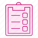 list, note, form, questionnaire, clipboard, check, mark, checklist, menu
