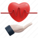 healthcare, life, insurance, hand, heartbeat, heart, safe, 3d