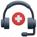 medical, support, call, microphone, headphones, healthcare, service, 3d