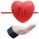 healthcare, life, insurance, hand, heartbeat, safe, heart, 3d