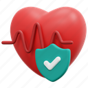 life, insurance, shield, protection, healthcare, heartbeat, medical, 3d