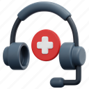 medical, support, call, microphone, headphones, service, healthcare, 3d