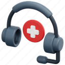 medical, support, call, microphone, healthcare, headphones, service, 3d