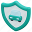 safe, insurance, shield, car, coverage, vehicle, security, 3d 