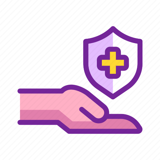 Hand, health, plus, shield icon - Download on Iconfinder