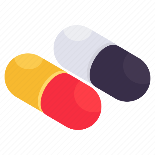 Pill, tablet, open capsule, medicine, lozenge icon - Download on Iconfinder