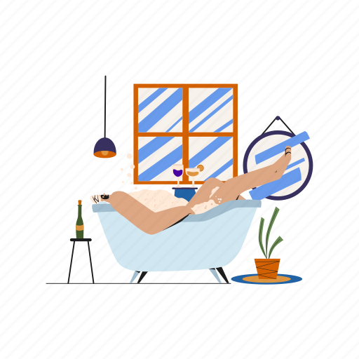 Bathtub, bathroom, bath, relax, clean, health, wellness illustration - Download on Iconfinder